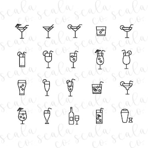 20x Cocktail Glass Bundle SVG, Martini Glass, Margarita Glass, Silhouette Cut Files, Cricut Cut Files, EPS Files, PNG Files, Svg Files