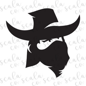 Masked Cowboy Outlaw SVG File, Silhouette Cut File, Cricut Cut File, PNG File, Ai File, EPS File, Print File