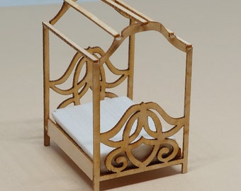 KIT de cama con dosel decorativa a escala de 1/4 de pulgada