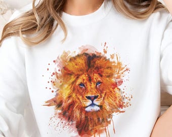 Lion Sweatshirt, Lions Crewneck, Lion Sweater, Vintage Lions Shirt, Retro Lions Gift, Lion Lover Gift, Watercolor Lion Sweatshirt