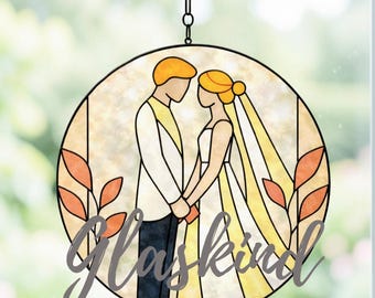 Wedding Stained Glass Design Template – Elegant Couple | PDF SVG Printable
