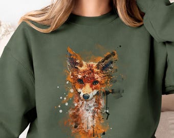 Fox Sweatshirt, Cottagecore Sweater, Woodland Fox Crewneck, Forestcore Shirt, Cute Fox Sweater, Animal Lover Gift, Whimsical Sweatshirt