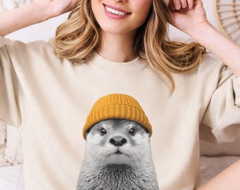River Otter Sweater, Otter Sweatshirt, Otter Lover Gift, Cute Animal Crewneck, Wildlife Sweater, Cozy Otter Shirt, Nature Lover Gift