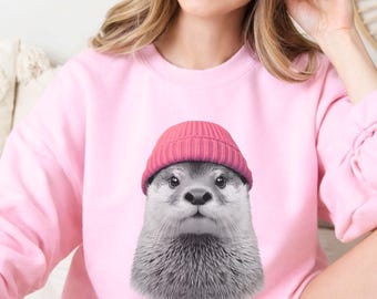 River Otter Sweater, Otter Sweatshirt, Otter Lover Gift, Cute Animal Crewneck, Wildlife Sweater, Cozy Otter Shirt, Nature Lover Gift