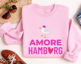 Amore Hamburg Women's Sweatshirt, Hamburg Pullover with Seagull, Statement Sweater, Hamburg Gift, Maritime Sweater, Northern Germany Pullover