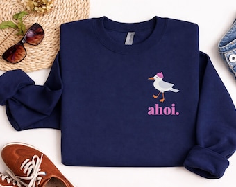 Ahoy women's sweatshirt, nautical pullover, North Sea sweater, coastal love sweatshirt, Baltic Sea pullover, gift for sea lovers, Baltic Sea love