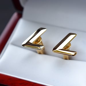 Vintage Hickok Gold &quot;L&quot; Initial Cufflinks - 1970s Made in USA