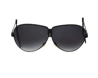 1970s Vintage Folding Aviator Sunglasses: Black Metal Frame