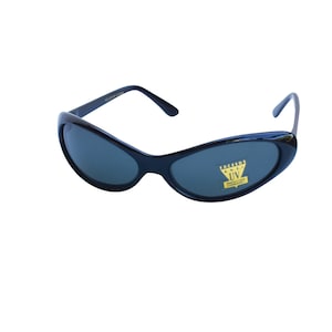 80s Cat Eye Sunglasses, Wraparound Black Frame with Dark Lenses Women&#39;s