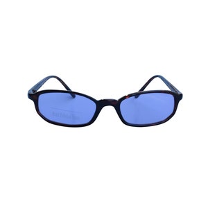 Blue Square Sunglasses with Tortoise Frame, Unisex Thin Frame, Unworn Original 90's Vintage