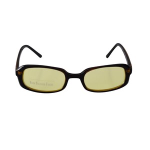 Vintage Square Sunglasses, Small Brown Frame with Yellow Lenses, Unworn Original 90&#39;s