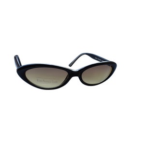 Thin Cat Eye Sunglasses Black Frame with Brown Lenses, Original Unworn Vintage From 90&#39;s