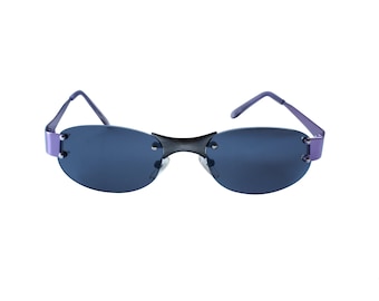90s Y2K Rimless Sunglasses: Purple & Gray, Unworn Vintage