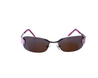 Y2K Pink Rimless Sunglasses: Brown Lenses, Original Vintage 1990s