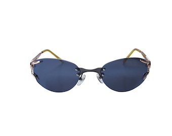 Y2K Vintage Rimless Sunglasses: Gold Sides, Gray Lenses