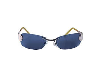 90s Y2K Rimless Sunglasses: Gold Sides, Gray Lenses, Unworn Vintage