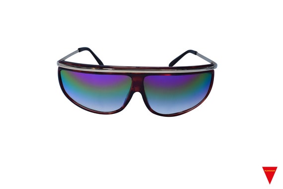 Vintage Sunglasses, 80's Large Plastic Wraparound… - image 2