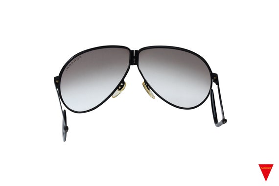 70’s Black Folding Aviator Sunglasses Black Metal… - image 4
