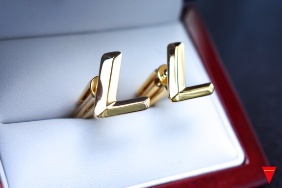 70's "L" Initials Cufflinks, Original Unworn Gold… - image 2