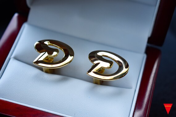 70's "D" Initials Cufflinks, Original Unworn Gold… - image 5