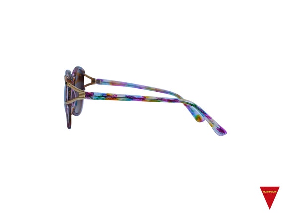 70's Women's Sunglasses with Large Multicolored F… - image 4