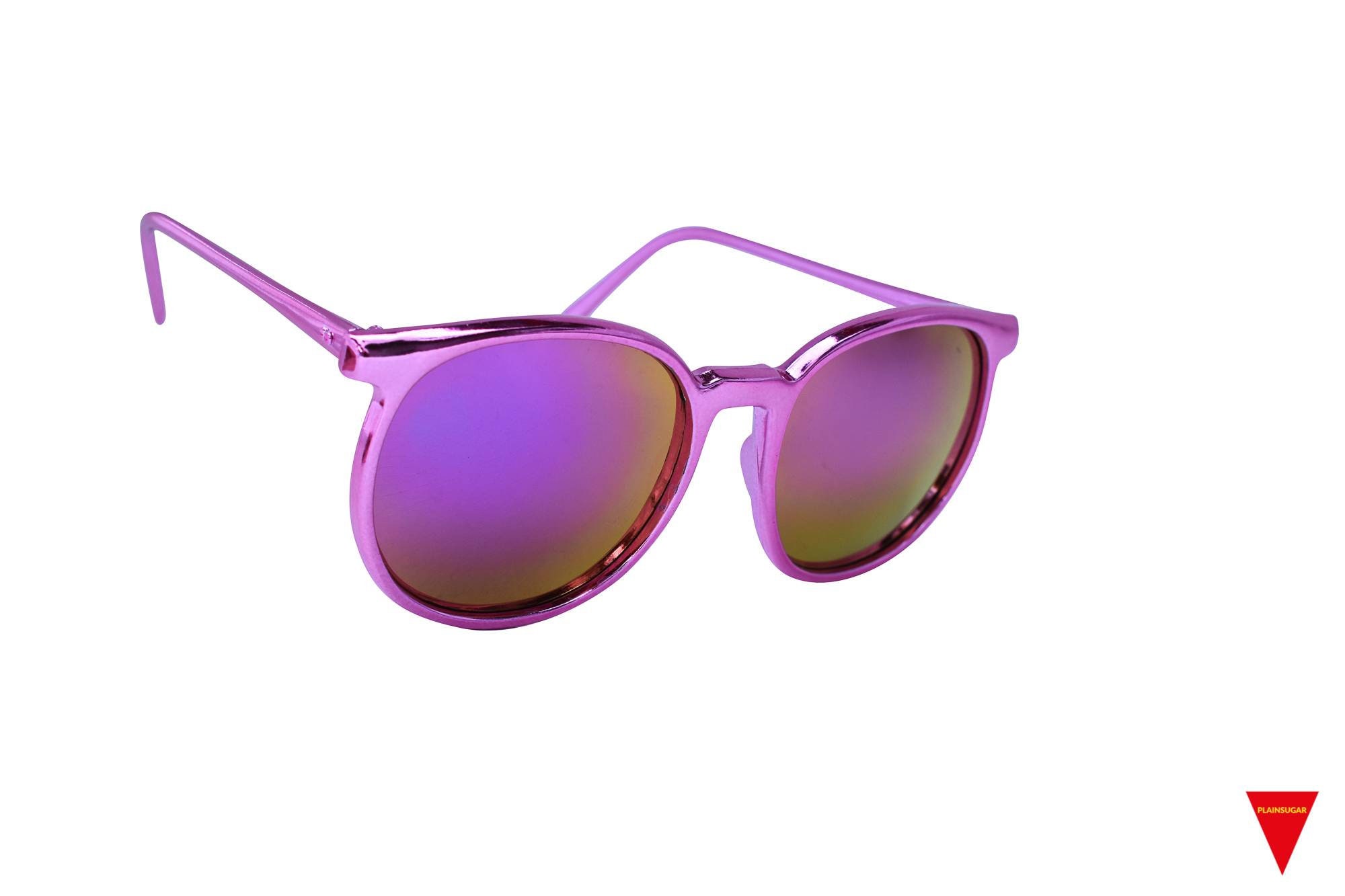 Rose Pink Large Oversized Sunglasses Cat Eye Flat Mirror Lens