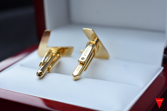 70's "L" Initials Cufflinks, Original Unworn Gold… - image 8