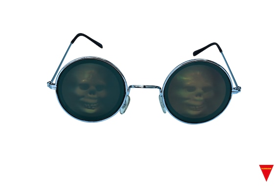 Skull Sunglasses | Vintage Sunglasses | Round Metal Sunglasses | Hologram Sunglasses | Glass Lenses | 90's Original Sunglasses 