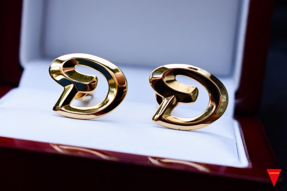 70's "D" Initials Cufflinks, Original Unworn Gold… - image 8