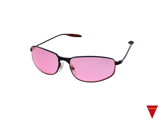 Rare 90's Sunglasses, Pink Metal Wraparounds with… - image 3
