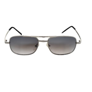 90&#39;s Silver Aviator Sunglasses, Small Square Metal Frame with Gray Lenses, Unisex Unworn Original Vintage