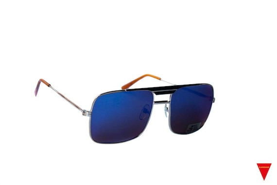 Original Vintage 1970's Large Blue Square Aviator… - image 1