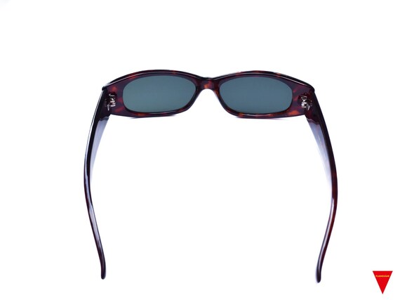 Vintage 90's Brown Rectangular Sunglasses: Thick … - image 4