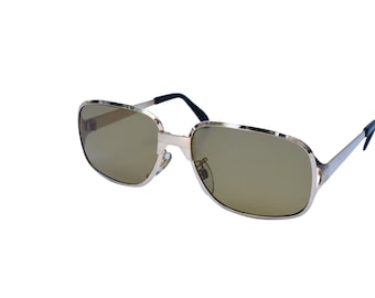 Vintage 70s Sunglasses: Gold Chrome Frame, Brown Glass Lenses, USA Made