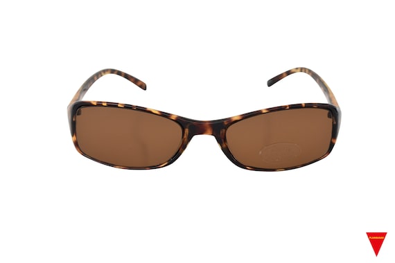 Vintage 90's Thin Square Sunglasses with Brown Le… - image 2