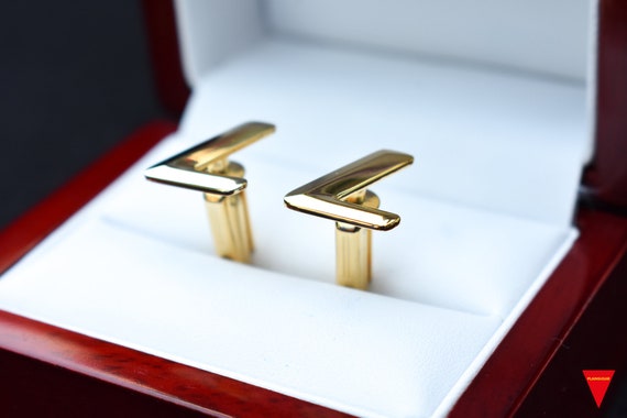 70's "L" Initials Cufflinks, Original Unworn Gold… - image 4