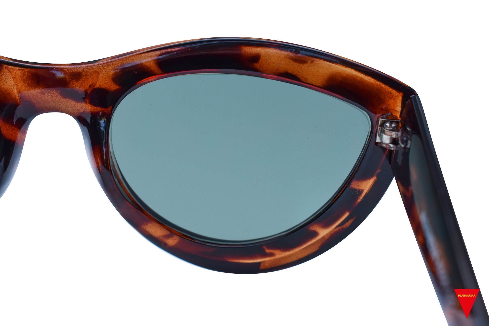 Vintage 80s Cat Eye Sunglasses: Tortoise Frame, Dark Tint 