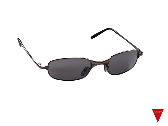 90's Thin Aerospace Metal Sunglasses with Dark Le… - image 2