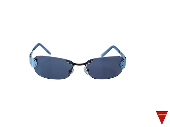 90s Blue Rimless Sunglasses: Y2K Gray Lens Vintage - Etsy display picture 2