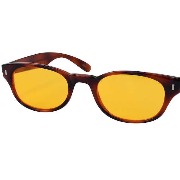 Lunettes de soleil jaunes des années 80, lunettes de soleil carrées marron tortue avec verres jaunes, protection UV de qualité supérieure, cadre en plastique renforcé de métal
