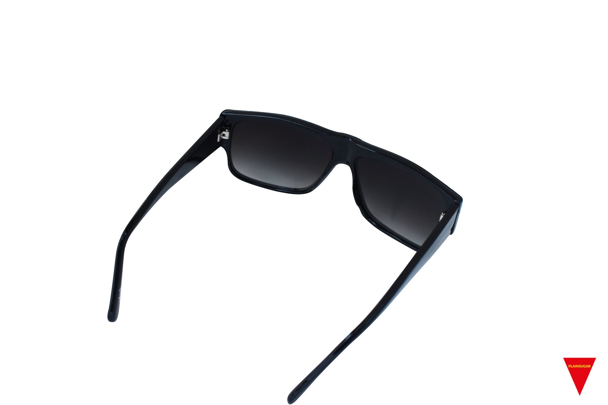 Original 80's Black Square Sunglasses Blue Snake Skin