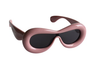 Gafas de sol cuadradas hinchadas rosas: montura extra gruesa de inspiración vintage