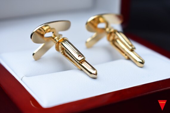 70's "R" Initials Cufflinks, Original Unworn Gold… - image 9