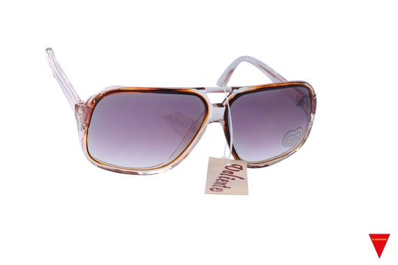 70's Square Brown Aviator Sunglasses Oversize Pla… - image 3