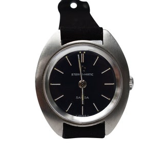 Vintage  Eterna-Matic Sahida Women's Watch Blue Dial Swiss Made Wind-up Automatic High Quality Stainless With Serial Numbers in Back