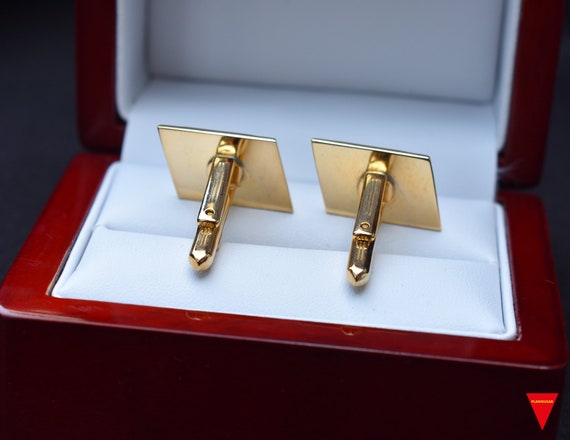 70's Letter "R" Cufflinks, Original Unworn Gold H… - image 2