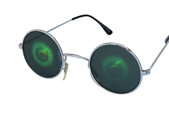 Eye Sunglasses | Vintage Sunglasses | Round Metal Sunglasses | Hologram Sunglasses | Glass Lenses |  90&#39;s Original Sunglasses |