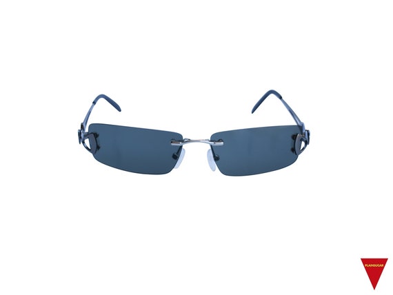 Thin Y2K Sunglasses 90's Square Rimless Glasses Un