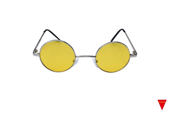 90's Small Round Sunglasses Classic Metal Silver Glasses With