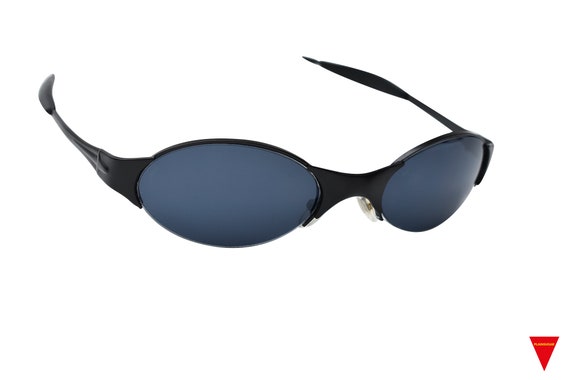 Original 90's Sunglasses, Small Black Metal Wrapa… - image 2